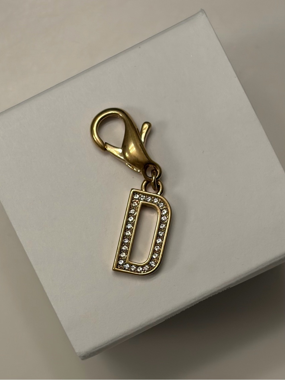 Golden Goose Gold 'D' Crystal Letter Charm Key Clip